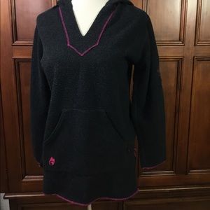 hot chillys womens size small hoodie charcoal gray w hot pink trim embroidery EU